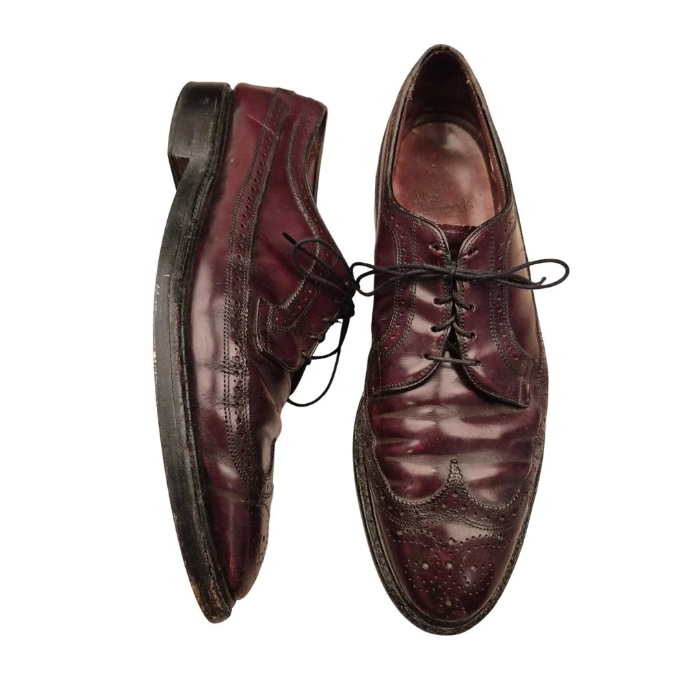 Allen Edmonds MacNeil Burgundy Leather Longwing Brogue Blucher‎ Dress Shoes 13 A